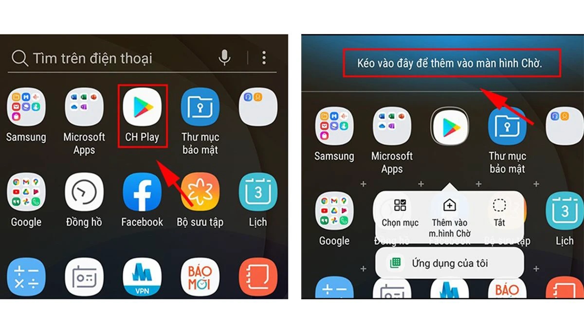 Cách đưa ứng dụng ra màn hình điện thoại Samsung Cách đưa ứng dụng ra màn hình điện thoại Samsung