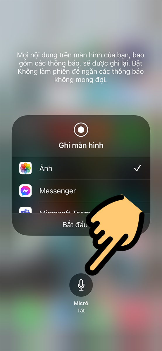Chọn nút Micro và nhấn Bắt đầu Chọn nút Micro và nhấn Bắt đầu