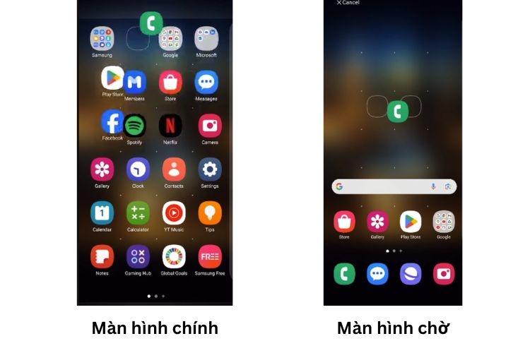 Kéo vào để thêm vào màn hình chờ. Kéo vào để thêm vào màn hình chờ.