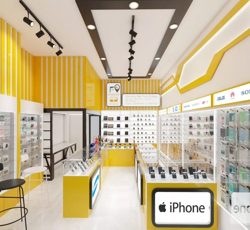 Không gian nhỏ vẫn thiết kế được shop điện thoại đẹp, bố cục hài hòa Không gian nhỏ vẫn thiết kế được shop điện thoại đẹp, bố cục hài hòa