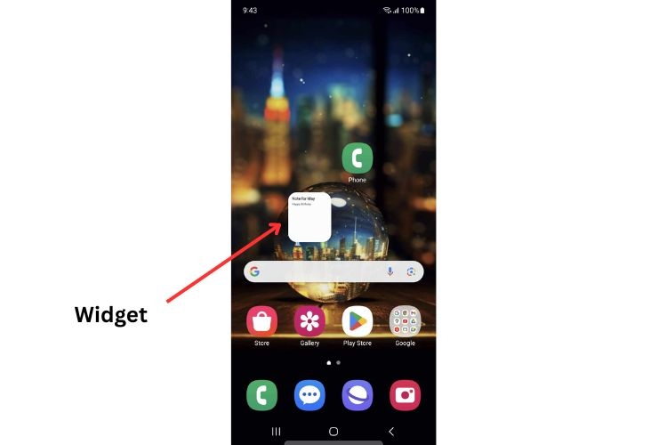 Nhấn giữ và kéo thả widget đến vị trí mong muốn Nhấn giữ và kéo thả widget đến vị trí mong muốn
