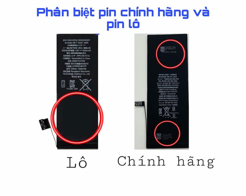 Ph&acirc;n biệt pin ch&iacute;nh h&atilde;ng v&agrave; pin l&ocirc;