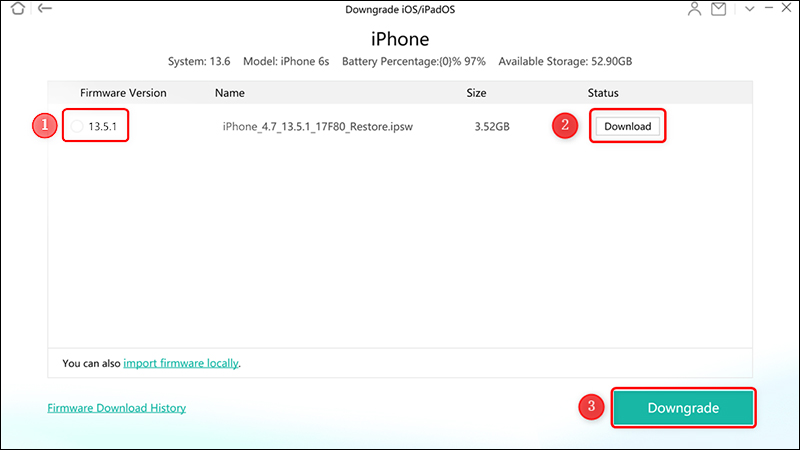 Tiến hành hạ cấp iOS Tiến hành hạ cấp iOS