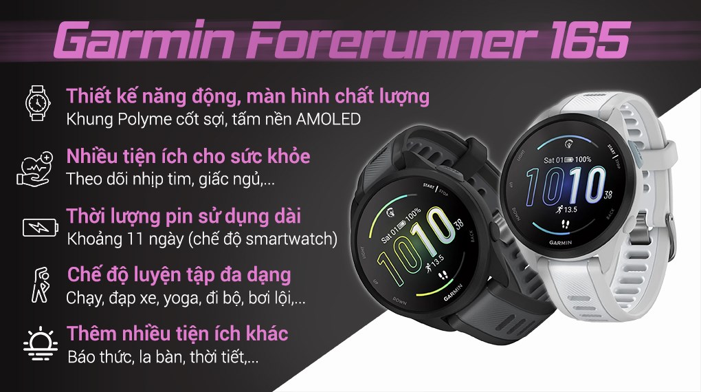 Tổng quan nổi bật của Garmin Forerunner 165 Tổng quan nổi bật của Garmin Forerunner 165