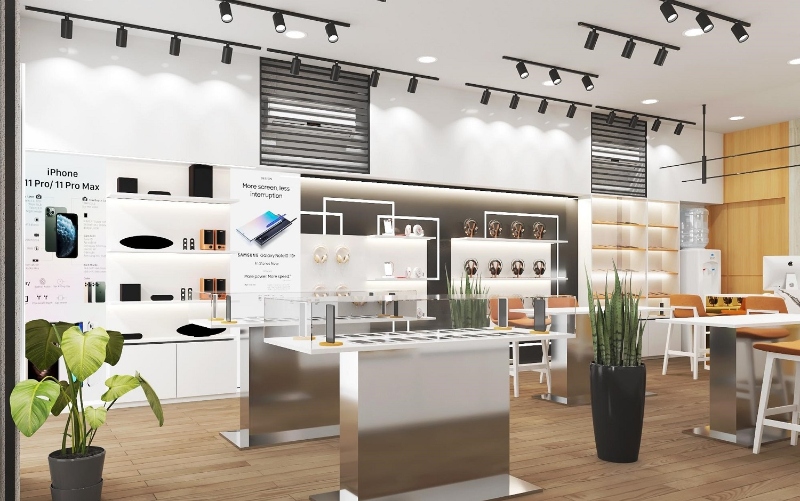 Trưng bày thêm cây xanh giúp shop điện thoại đẹp và ấn tượng hơn Trưng bày thêm cây xanh giúp shop điện thoại đẹp và ấn tượng hơn