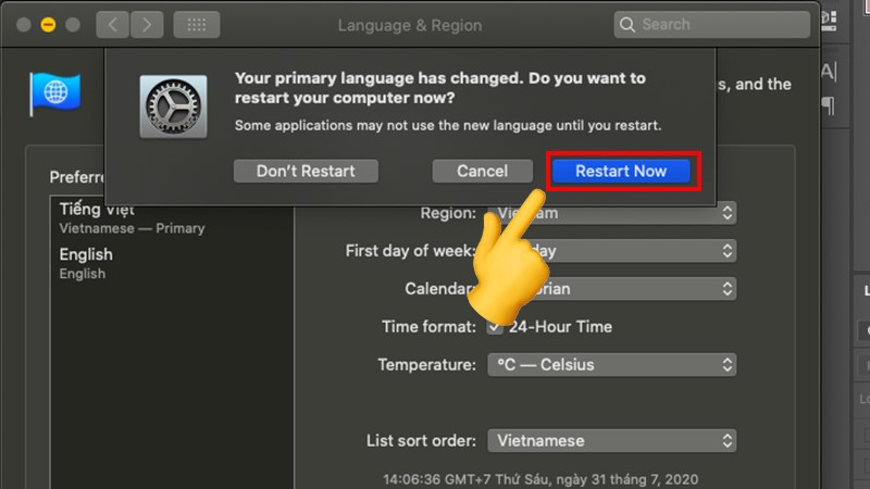 Chọn Restart Now và đợi máy khởi động lại Chọn Restart Now và đợi máy khởi động lại