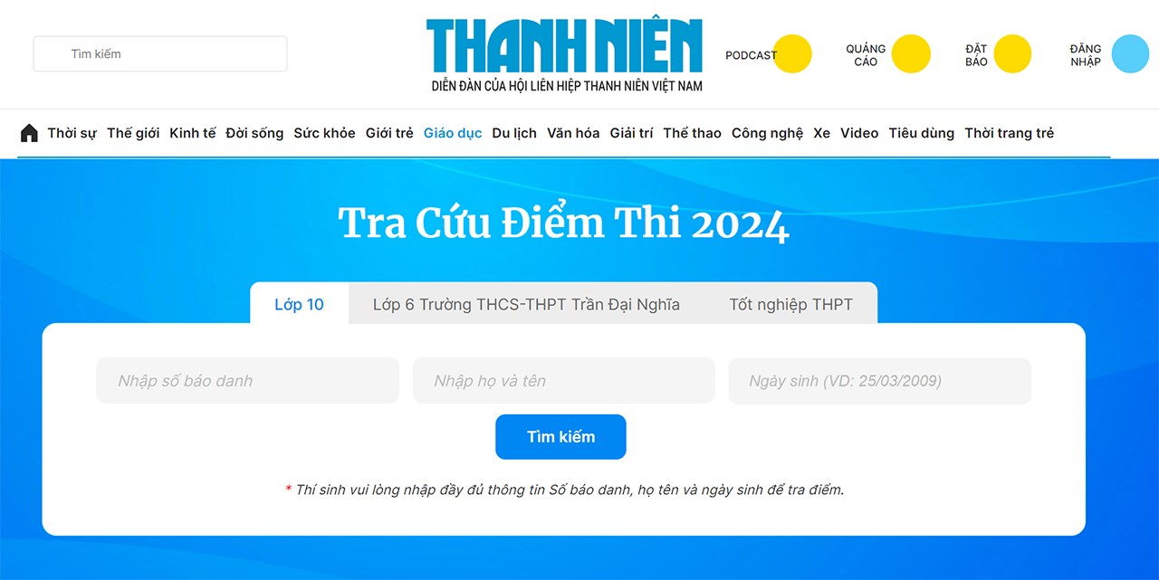 Cách Tra cứu điểm thi THPT quốc gia 2024 Cách Tra cứu điểm thi THPT quốc gia 2024