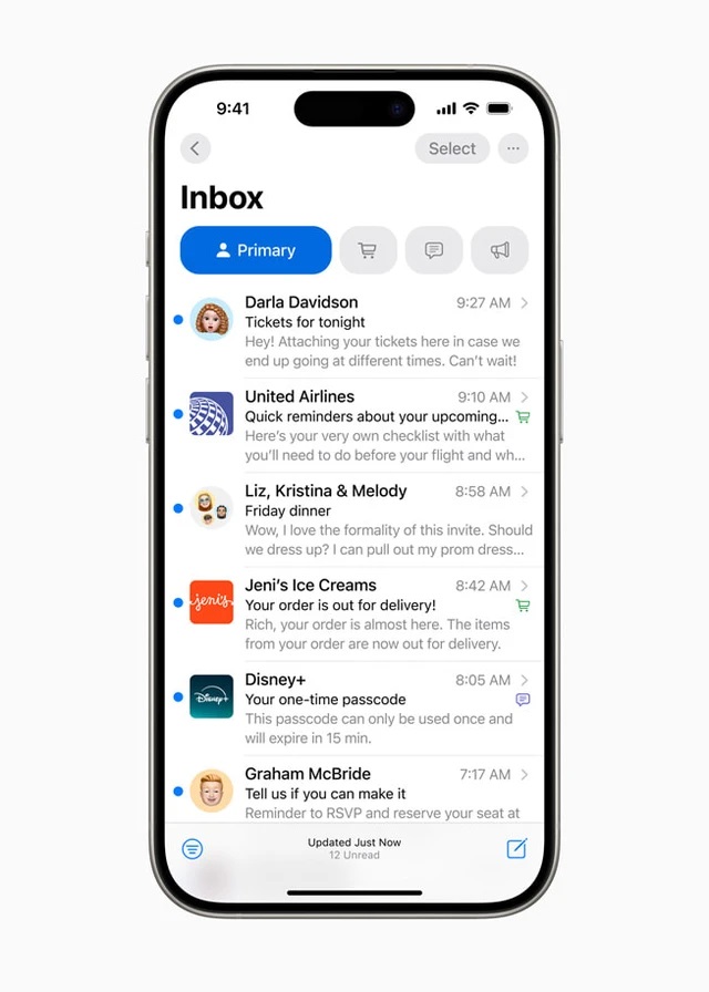 Ứng dụng Mail trên ios 18 Ứng dụng Mail trên ios 18